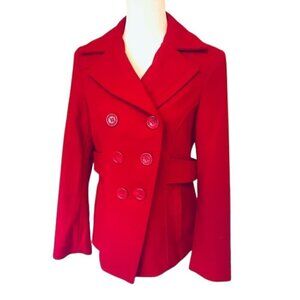 🔥 Guess Jeans Red Wool Peacoat – Women's Size M Jacket Coat.